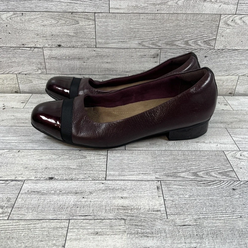 Clarks Keesha Rosa Burgundy Leather Low Heel Pumps Shoes Women Size 8M‎